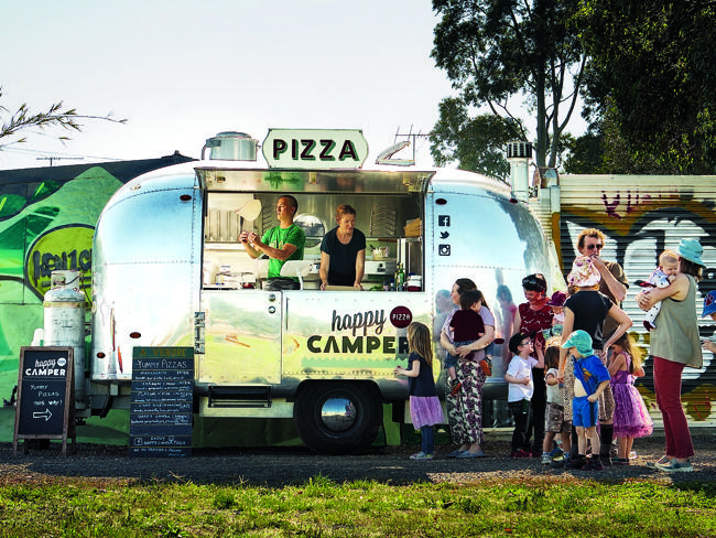 In a converted 1960s Airstream, Happy Camper Pizza. Recently launched and have since popped up at various music festivals (The Hills Are Alive, Laneway) to serve the pizzas that inspire such rhapsodic praise.