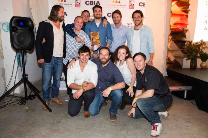 4 Pines Crew after winning the Chill Champion Amber Dark Ale